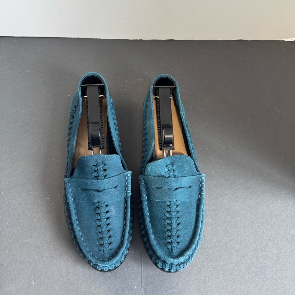 NWOT Anthropologie Pilcro Vibrant Blue Suede Woven Loafers. Size 8 - Picture 2 of 15